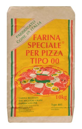 Pizzamehl kaufen: Type 405 in der 10 kg Packung von Rahmer Mühle.