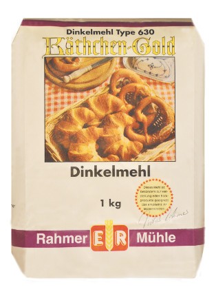 Dinkelmehl Type 630 kaufen: die 1 kg Packung von Rahmer Mühle.