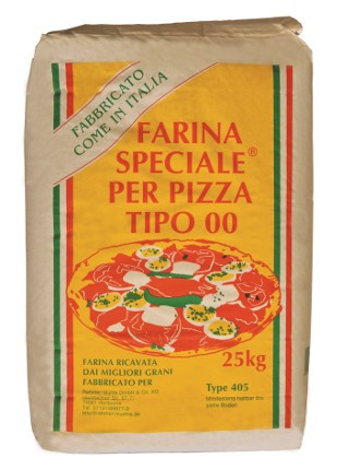 Pizzamehl Type 405 in der 25 kg Packung von Rahmer Mühle.