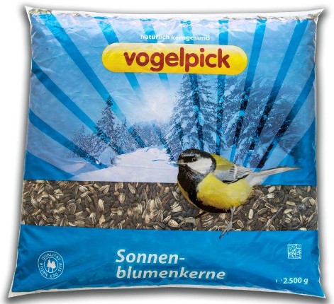 Sonnenblumenkerne kaufen für Vögel in der 2,5 kg Packung von Vogelpick.
