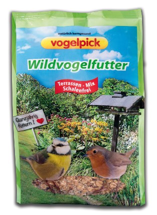 Wildvogelfutter kaufen von Vogelpick: Terrassen-Mix ohne Schalen.